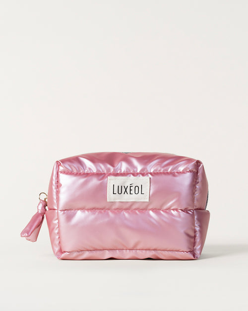 Bolsa de maquillaje de oro rosa formato viaje