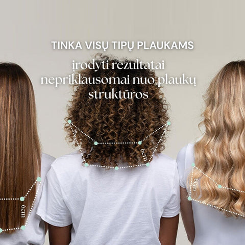 plauku augimo priemones kurios tinka visiems rodomos 3 moterys ir ju priaugti plaukai
