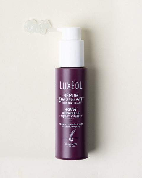 Luxéol plaukų serumo buteliukas baltame fone